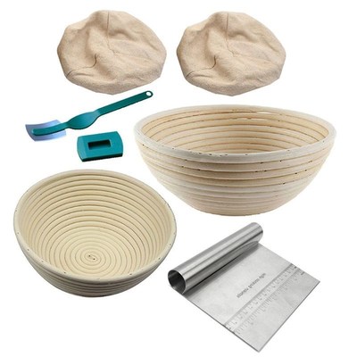 6Pcs Banneton Proofing Baskets With Bread Lame Dough Scraper
