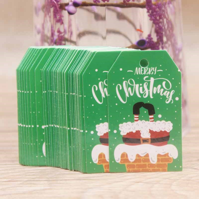 50pcs 5*3cm merry christmas tags kraft paper card gift label