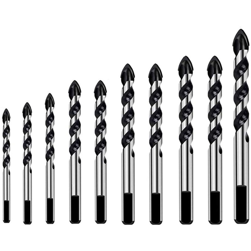 10Pcs Carbide Drill Bit Set for Ceramic Tile Concrete Glass
