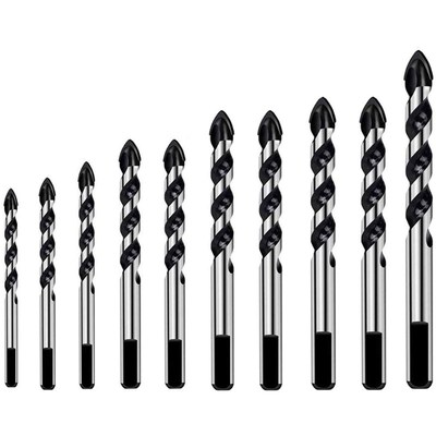 10Pcs Carbide Drill Bit Set for Ceramic Tile Concrete Glass