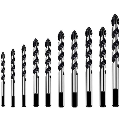10Pcs Carbide Drill Bit Set for Ceramic Tile Concrete Glass