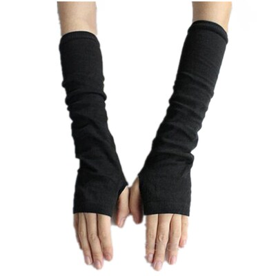 CUHAKCI Women Arm Warmers Fingerless Long Gloves Solid Warm
