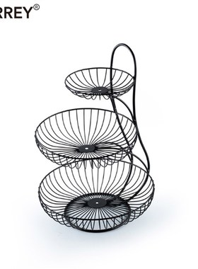 BORREY Metal Fruit Basket Stand 3 Tier Cake Plate Stand Dess