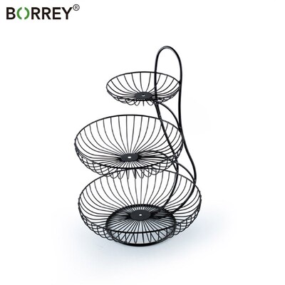 BORREY Metal Fruit Basket Stand 3 Tier Cake Plate Stand Dess