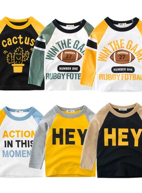 Kids T shirts Boys Splice Long Sleeve Tops Girls Autumn Win