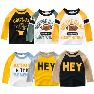Kids T shirts Boys Splice Long Sleeve Tops Girls Autumn Win