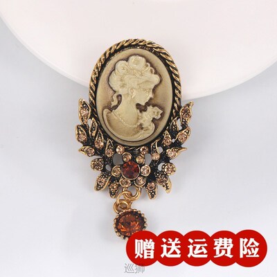 Beauty head brooch set diamond temperament corsage atmospher