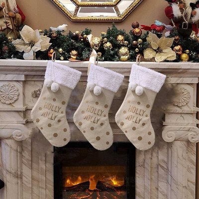 3 Pcs Christmas Stocking for Xmas Classic Decoration Firepla