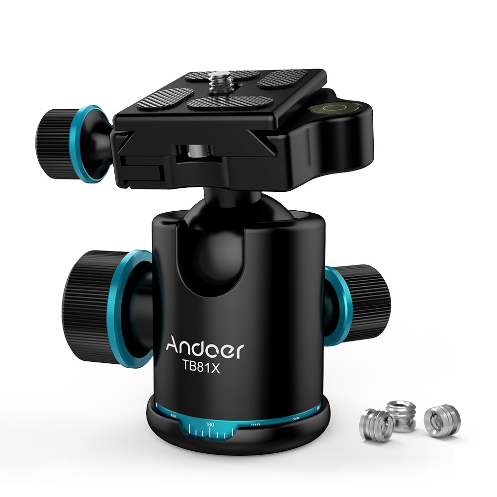 Andoer TB81X Tripod Head Ball Head Rotating Panoramic BallH