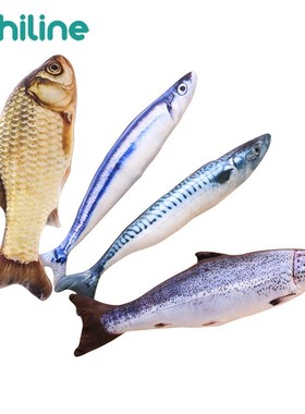 Plush Creative 3D Printed Fish Shape Cat Toy Gift Cute Simul