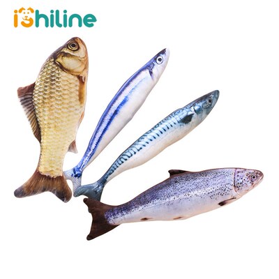 Plush Creative 3D Printed Fish Shape Cat Toy Gift Cute Simul