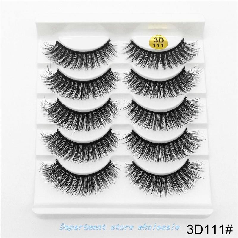 5 pairs false eyelashes 3d faux mink hair fluffy wispy hick