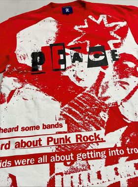 AT荒诞小镇 blackred红色朋克摇滚穿搭rockpunk 音乐节短袖T恤