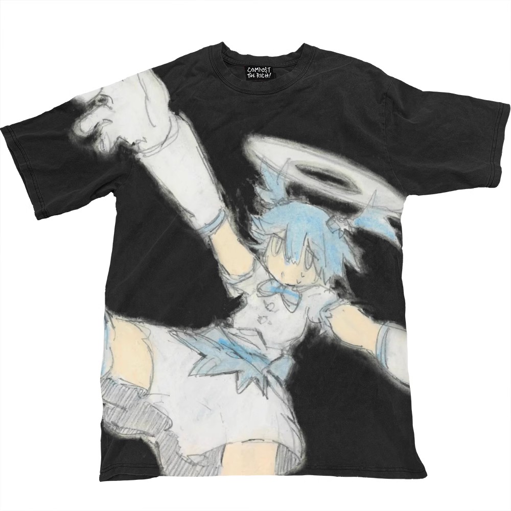 AT荒诞小镇 动漫anime亚文化短袖Y2Kemo小人暗黑亚比叠穿T恤