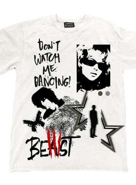 AT荒诞小镇 黑红-红黑穿搭BLACKRED涂鸦喷绘无性别unisex短袖T恤