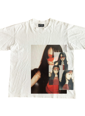 AT荒诞小镇 栗山千明Chiaki Kuriyama短袖T恤拼贴千禧风简约punk