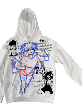 AT荒诞小镇 EVA-明日香Soryu Asuka上衣Y2K非主流原宿风连帽卫衣