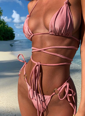 Bikini Luxury Swimwear Women Biquini Folds Swimsuit High Gra