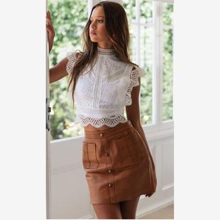 Women Shirt Lace Blouse Summer Tops Sexy Turtleneck Lace