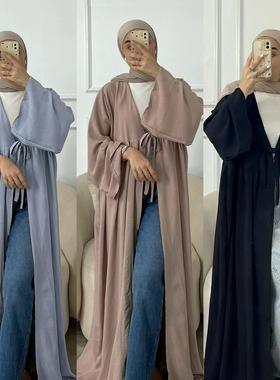 中东沙特阿拉伯马来长袍大码开衫连衣裙Arabic Women Robe Caftan