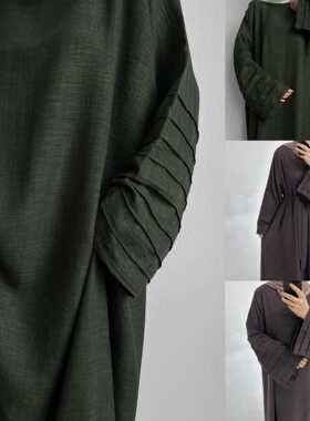 中东迪拜新款宽松圆领纯色大码长袍女Dubai Arab Women Long Robe