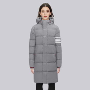 TB经典四道杠连帽长款羽绒服tb男女同款加厚保暖休闲面包服外套