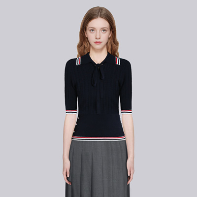 TB修身显瘦学院风针织短袖