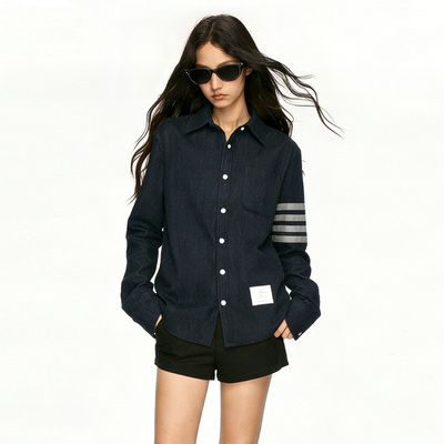 TB四道杠POLO领宽松牛仔外套