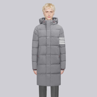 TB冬季经典四道杠连帽羽绒服中长款加厚保暖外套休闲百搭学院风