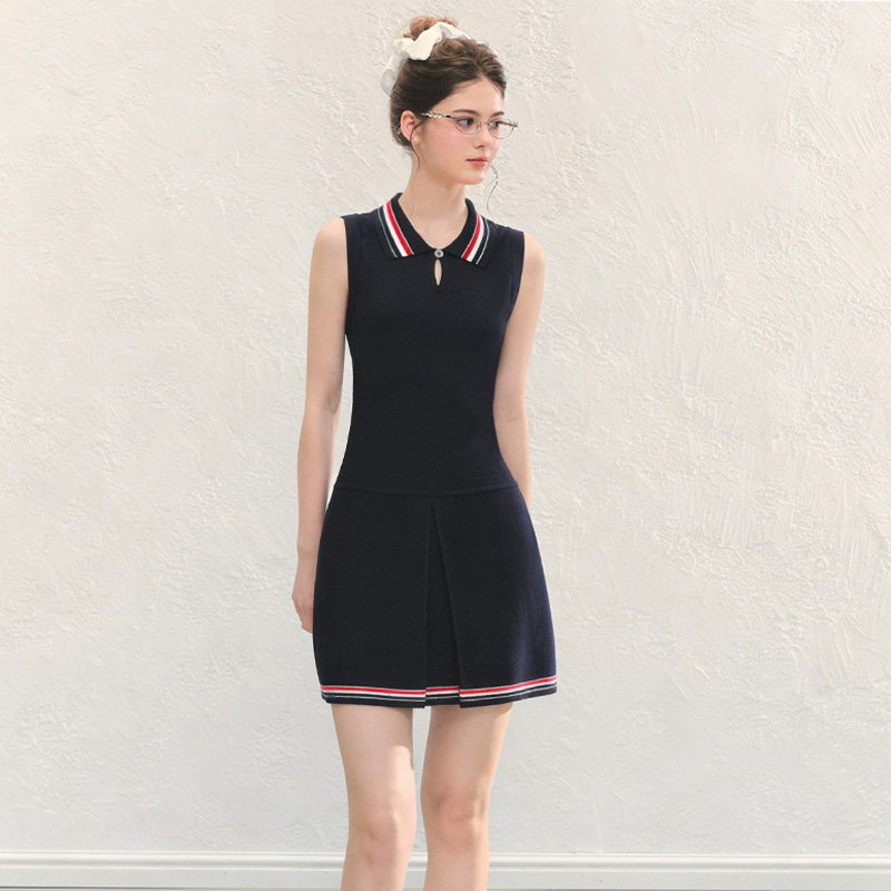 TB夏季POLO领针织显瘦连衣裙