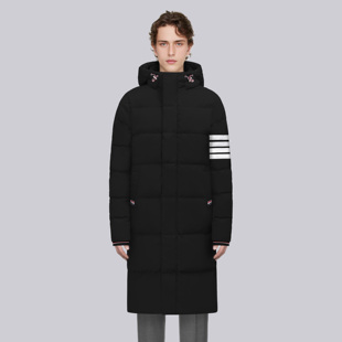 TB经典四道杠连帽羽绒服长款冬季加厚保暖外套男女同款学院风