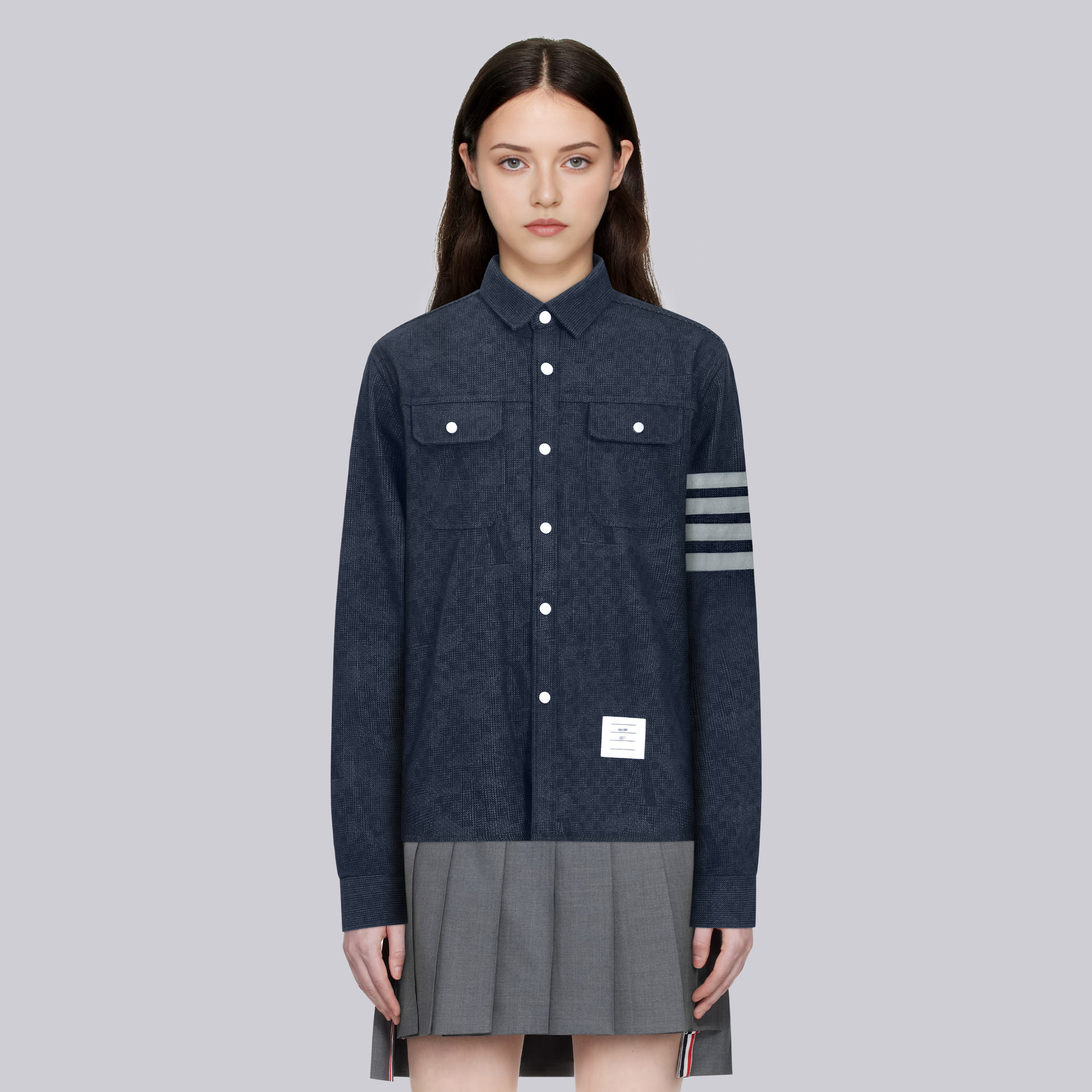 TB新款四道杠牛仔衬衫POLO领外套tb男女同款简约高级潮流宽松休闲,男装,牛仔外套,淘宝优惠券,粉丝福利购,淘宝优惠卷