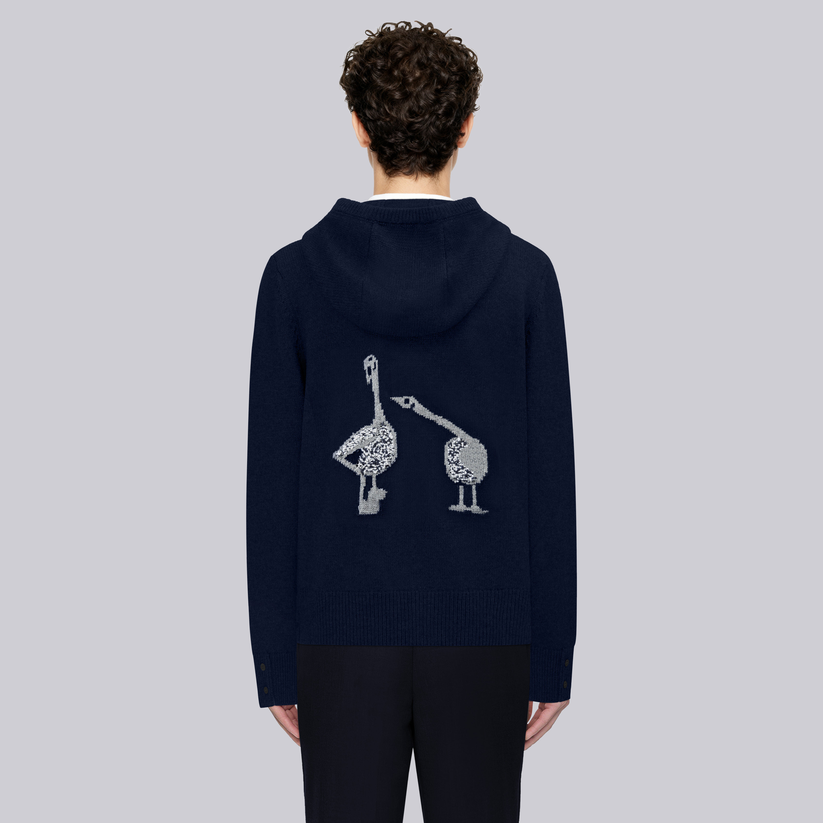 TB学院风连帽针织外套tb男女同款秋冬新款大鹅嵌花双拉链宽松显白