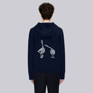 TB学院风连帽针织外套tb男女同款秋冬新款大鹅嵌花双拉链宽松显白