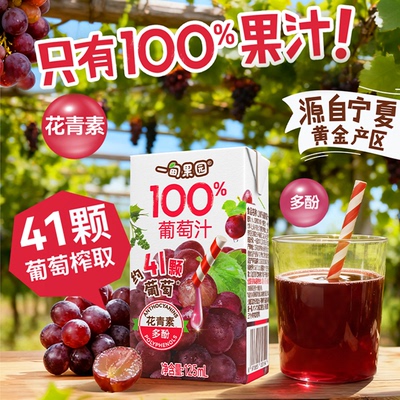 一甸果园100%葡萄汁125mL*6盒