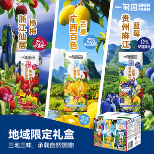 一甸园地域限定3种口味杨梅芒果麻江蓝莓礼盒混合装 6盒 200mL