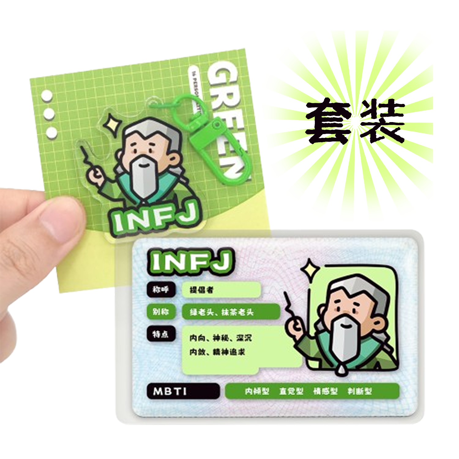MBTI原创周边（钥匙扣卡套套装）16型人格高清加厚钥匙扣文创礼品