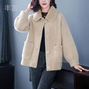 仿款水貂绒外衣女士短款外套妈妈2021年新款爆秋冬今年流行的上衣