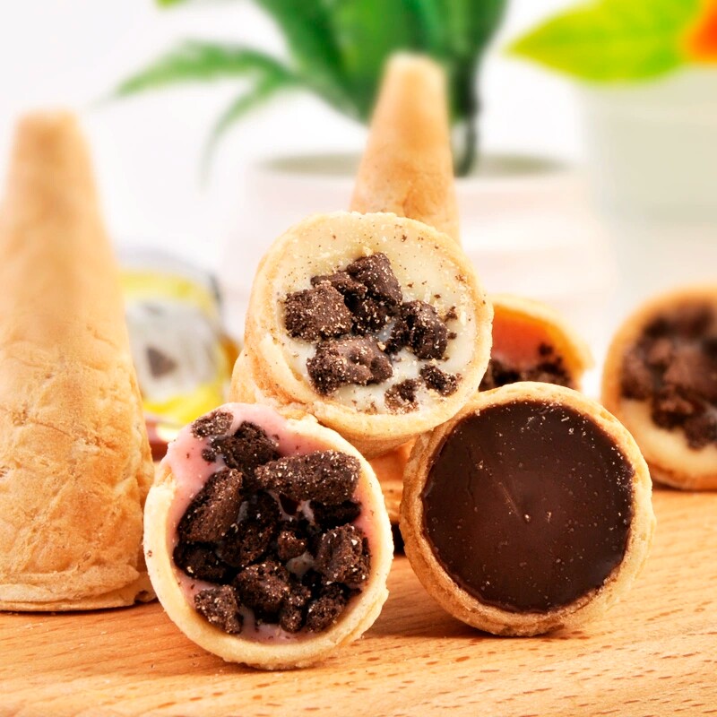 英国yingpai脆皮甜筒冰淇淋爆浆巧克力300g奶油夹心儿童休闲零食