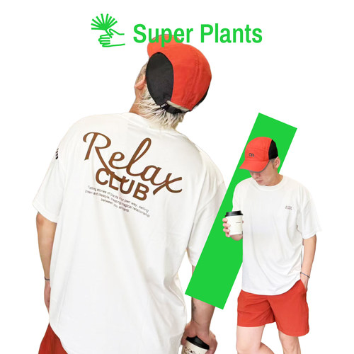 超级植物复古落肩情侣白T上衣