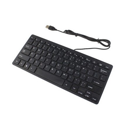 (32/64bits) Durable Black USB Slim Silent Wired Mini Keyboar