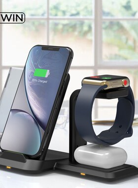 GTWIN 3 In 1 Wireless Charger 10W Fast Charge For Iphone 11