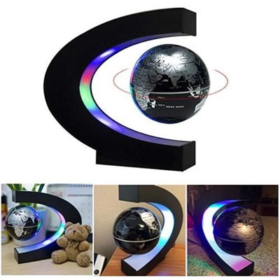 C shape Magnetic Levitation Floating World Map Globe LED Li