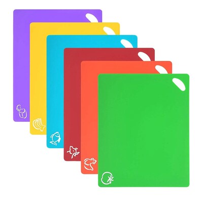 Cutting Board Set, 6 Pcs Flexible Kitchen Plastic Chopping B