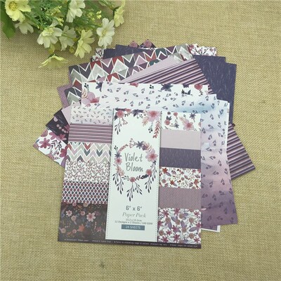 24 sheets 6''X6''Violet Bloom paper Scrapbooking paper pack