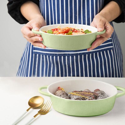 Ceramic Bowl Baking Pan Oval Baking Bakeware Household Weste