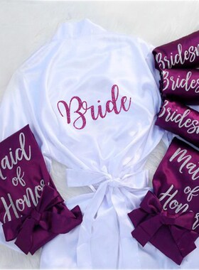 Glitter Silver/Golden Print Bridal Robes Bathrobe Women Sist