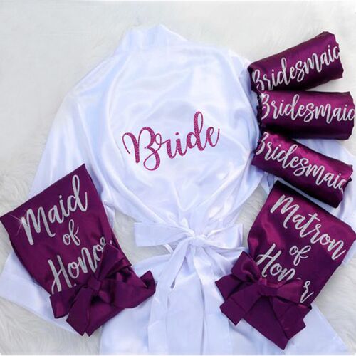 Glitter Silver/Golden Print Bridal Robes Bathrobe Women Sist