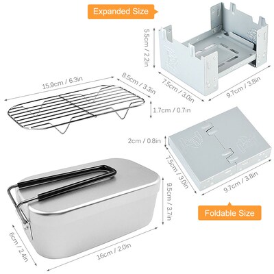 Mini Folding Stove Lunch Box Steaming Rack Combo Set for Pic