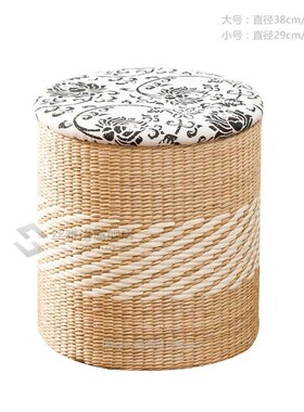 Rattan straw storage stool change shoes stool storage stool